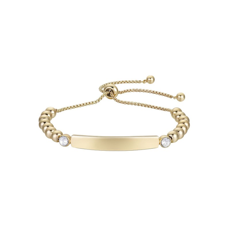 Gold Flash Plated Bar and Bead Bracelet