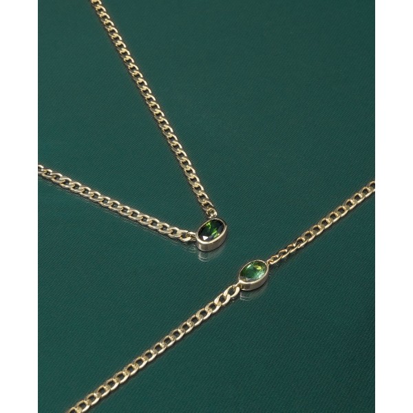 Green Tourmaline Curb Link Bracelet (1/2 ct) in Gold Vermeil