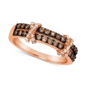 Chocolate Diamond & Nude Diamond Double Crisscross Ring (1/2 ct) in 14k Gold