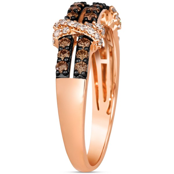 Chocolate Diamond & Nude Diamond Double Crisscross Ring (1/2 ct) in 14k Gold