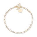 Heart Tag Paperclip Link Toggle Bracelet in 10k Gold