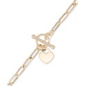 Heart Tag Paperclip Link Toggle Bracelet in 10k Gold