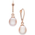Pink Cultured Freshwater Pearl (8-1/2mm) Drop Earrings in 14k Rose Gold
