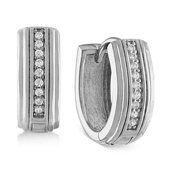 Diamond Hoop Earrings (1/10 ct) in Sterling Silver