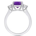 Amethyst and Diamond Ring (2-1/2 ctt.w and 1/3 ctt.w) 14K White Gold