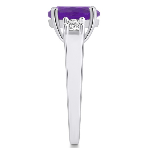 Amethyst and Diamond Ring (2-1/2 ctt.w and 1/3 ctt.w) 14K White Gold
