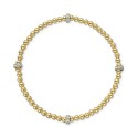 Diamond Accent Bead Stretch Bracelet in 14k Two-Tone Gold