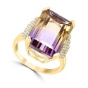 Ametrine (13-5/8 ct) & Diamond (1/6 ct) Statement Ring in 14k Gold Ametrine (13-5/8 ct) & Diamond (1/6 ct) Statement Ring in 14k Gold