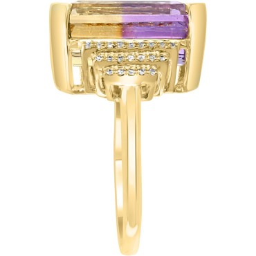 Ametrine (13-5/8 ct) & Diamond (1/6 ct) Statement Ring in 14k Gold Ametrine (13-5/8 ct) & Diamond (1/6 ct) Statement Ring in 14k Gold