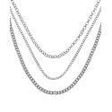 Silver Plated Layered Oval Chain Necklace 15.25