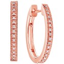 Diamond Small Milgrain Hoop Earrings (1/10 ct) in 10k Rose Gold, 0.75