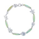 Opal Nautical Theme Link Bracelet in Sterling Silver