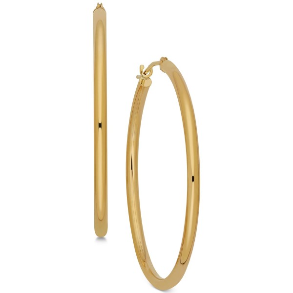 Polished Tube Hoop Earrings in 14k Gold