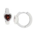 Garnet Heart Extra Small Huggie Hoop Earrings (1 ct) in Sterling Silver