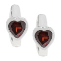 Garnet Heart Extra Small Huggie Hoop Earrings (1 ct) in Sterling Silver