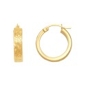Diamond Cut Flat Round Hoop Earrings in 14K Yellow Gold, 20mm