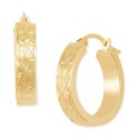 Diamond Cut Flat Round Hoop Earrings in 14K Yellow Gold, 20mm