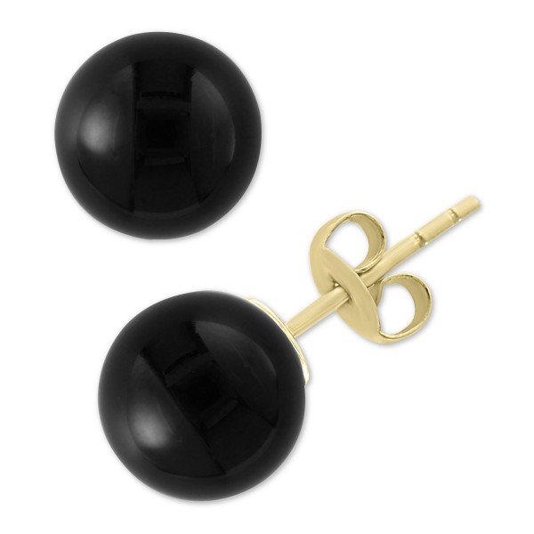 Onyx (10mm) Stud Earrings in 14k Gold