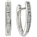 Diamond Extra Small Hoop Earrings (1/6 ct) in 10k White Gold, 0.43