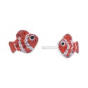 Crystal Pavé Fish Stud Earrings in Sterling Silver