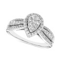Diamond Teardrop Cluster Ring (1/2 ct) in 14k White Gold