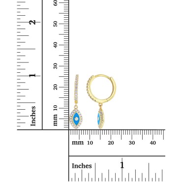 Blue Enamel Dangle Hoop Earrings in 14k Gold-Plated Sterling Silver Blue Enamel Dangle Hoop Earrings in 14k Gold-Plated Sterling Silver