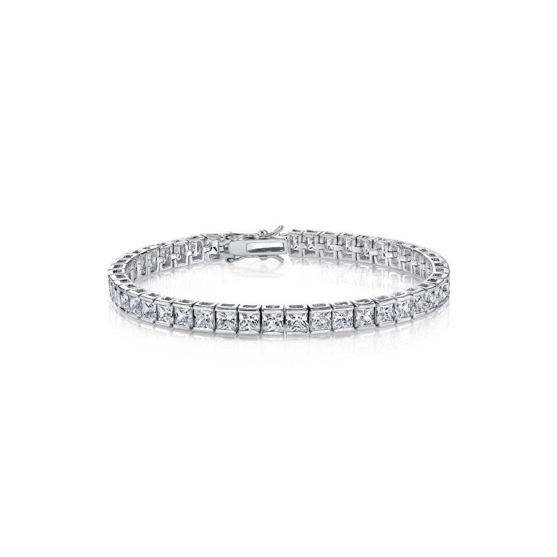 Sterling Silver Square Cubic Zirconia Stylish Tennis Bracelet