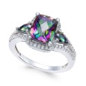 Mystic Topaz (2-1/6 ct) and White Topaz (1/4 ct) Ring in Sterling Silver