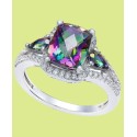 Mystic Topaz (2-1/6 ct) and White Topaz (1/4 ct) Ring in Sterling Silver