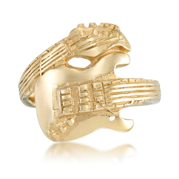 Men's Guitar Ring in Yellow Ion-Plated Stainless Steel