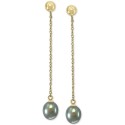 Gray Cultured Freshwater Pearl (7mm) Drop Earrings in 14k Gold