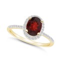 Garnet (1-1/2 ct) and Created Sapphire (1/5 ct) Halo Ring in 10K Yellow Gold