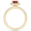 Garnet (1-1/2 ct) and Created Sapphire (1/5 ct) Halo Ring in 10K Yellow Gold