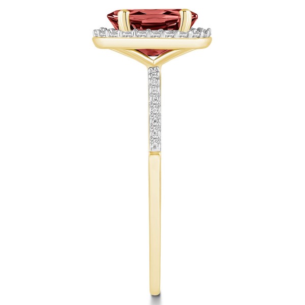 Garnet (1-1/2 ct) and Created Sapphire (1/5 ct) Halo Ring in 10K Yellow Gold