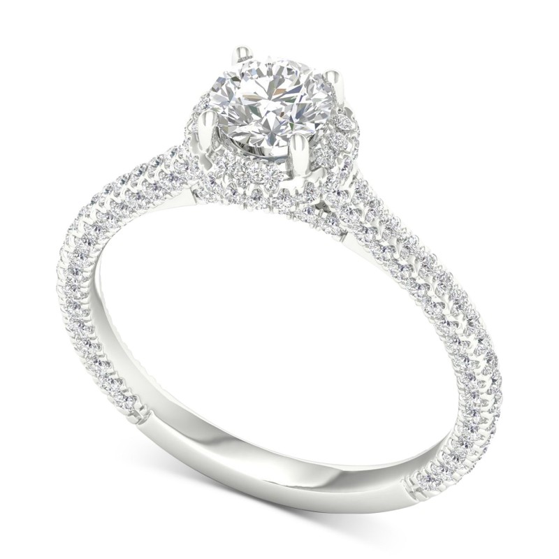 Diamond Halo Engagement Ring (1-1/3 ct) in Platinum