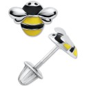 Enamel Bumble Bee Stud Earrings in Sterling Silver