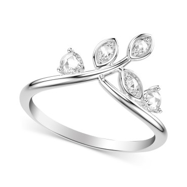 Art Carved Diamond Rose-Cut Leaf Wedding Band (1/5 ct) in 14k Art Carved Diamond Rose-Cut Leaf Wedding Band (1/5 ct) in 14k