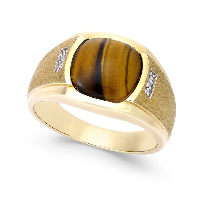 Men's (10mm) and Diamond Accent Ring in 10k Gold