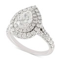 Diamond Pear Double Halo Engagement Ring (2 ct) in 14k White Gold