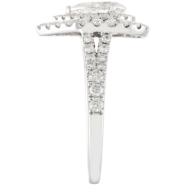 Diamond Pear Double Halo Engagement Ring (2 ct) in 14k White Gold