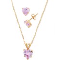 2-Pc. Set Pink Sapphire Heart Pendant Necklace