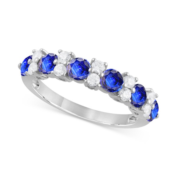 Sapphire (1-1/2 ct) & Diamond (1/3 ct) Stacking Band in 14k White Gold