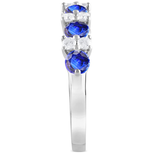 Sapphire (1-1/2 ct) & Diamond (1/3 ct) Stacking Band in 14k White Gold