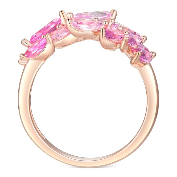 Pink Sapphire Leaf Statement Ring (2 ct) in 14k Rose Gold-Plated
