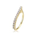 14k Yellow Gold Plated with Cubic Zirconia Waterfall Square Top Stacking Ring in Sterling Silver