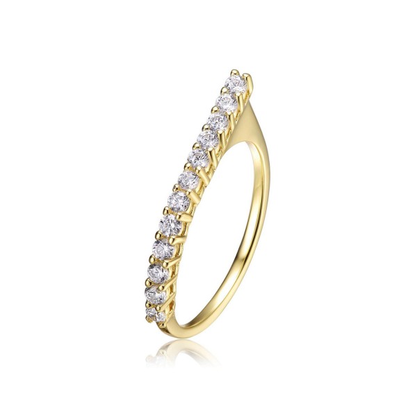 14k Yellow Gold Plated with Cubic Zirconia Waterfall Square Top Stacking Ring in Sterling Silver