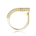 14k Yellow Gold Plated with Cubic Zirconia Waterfall Square Top Stacking Ring in Sterling Silver
