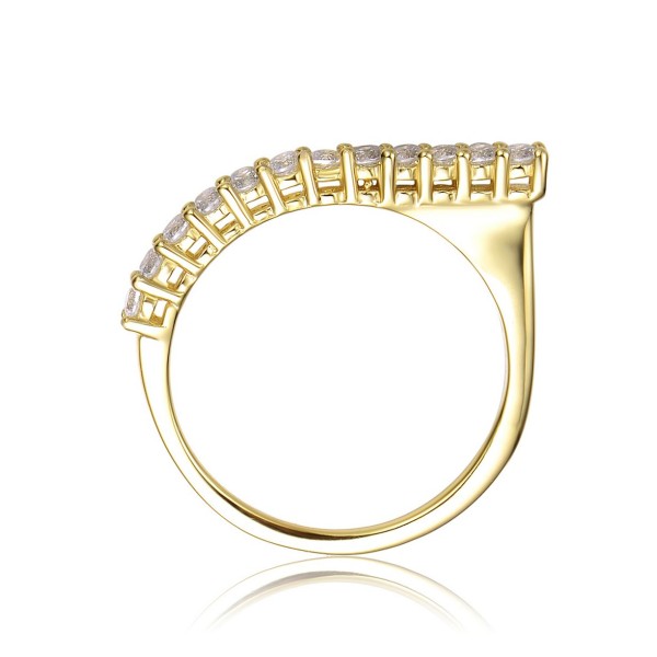 14k Yellow Gold Plated with Cubic Zirconia Waterfall Square Top Stacking Ring in Sterling Silver
