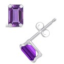 Gemstone Stud Earrings in 10k White Gold