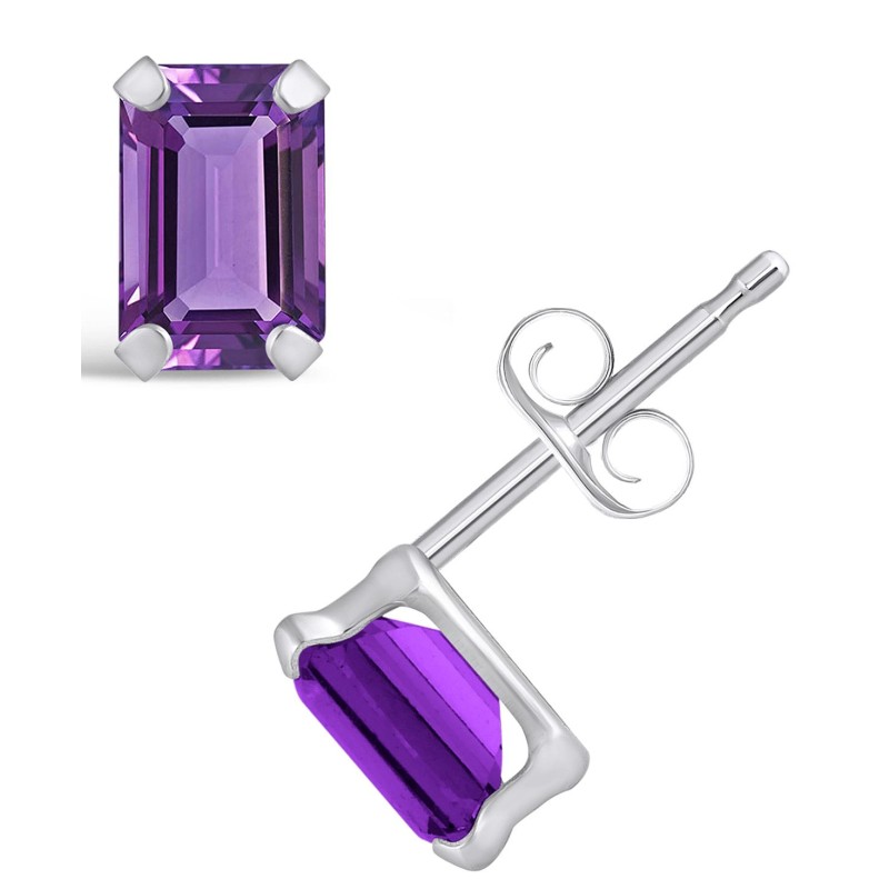 Gemstone Stud Earrings in 10k White Gold
